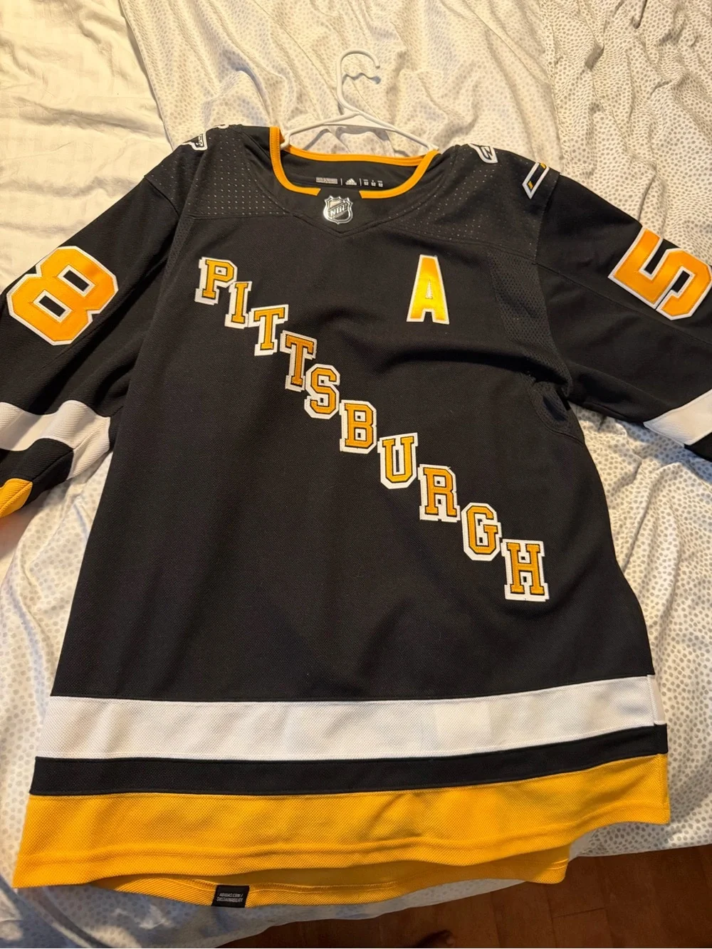 adidas Black and Gold Pittsburgh Hockey Jersey